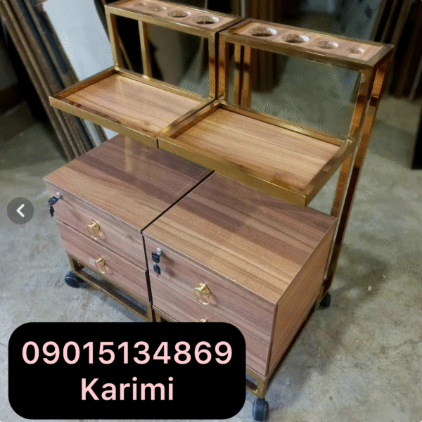 ترولی فورتیک فلزی آریشگاهی ابکاری شده بدنه طرح چوب دوکشو ارسال به سراسر ایران